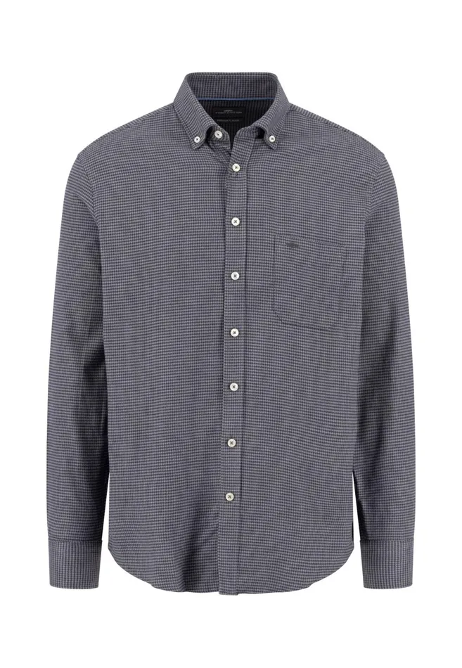 Shirts Men FYNCHHATTON Checked Shirt With Buttondown Collar Cloud Bluecharcoal