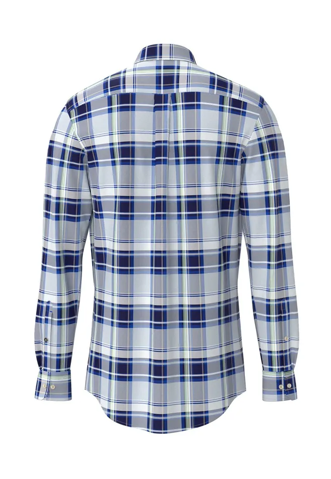 Shirts Men FYNCHHATTON Checked Shirt With Buttondown Collar images Longsleeved And Short Arm Sunny Orangestrong Bluenavy