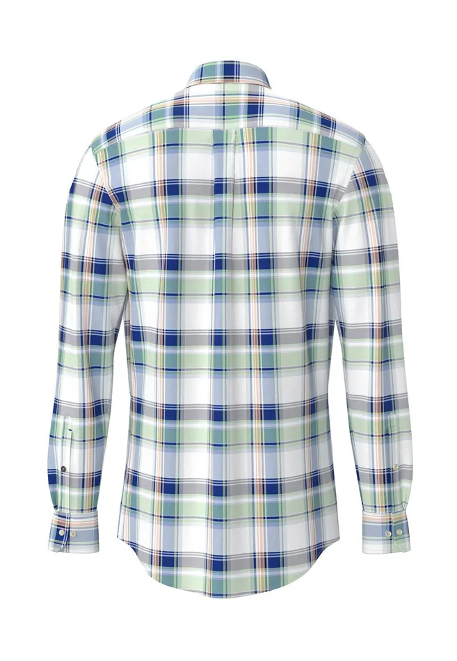 Shirts Men FYNCHHATTON Checked Shirt With Buttondown Collar images Longsleeved And Short Arm Sunny Orangestrong Bluenavy