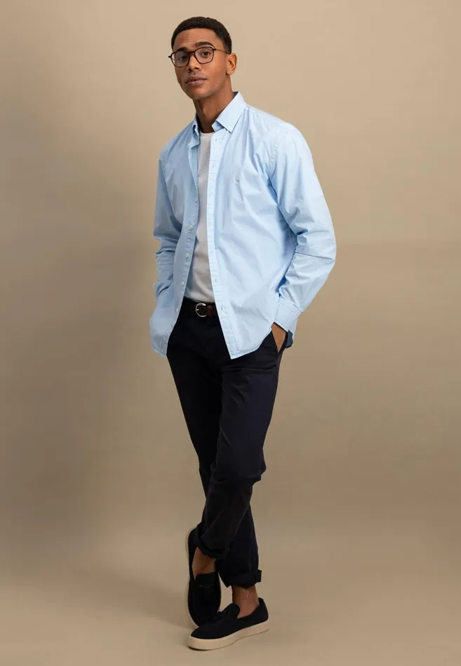 Shirts Men FYNCHHATTON Cotton Shirt With Buttondown Collar Summer Breezepeenavyturf Green