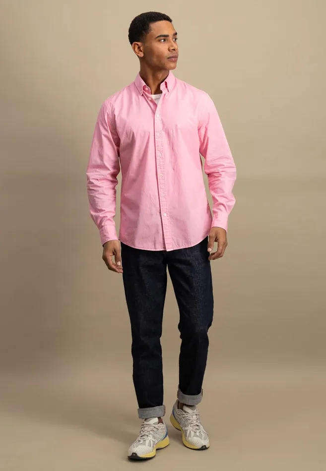 Shirts Men FYNCHHATTON Cotton Shirt With Buttondown Collar Summer Breezepeenavyturf Green