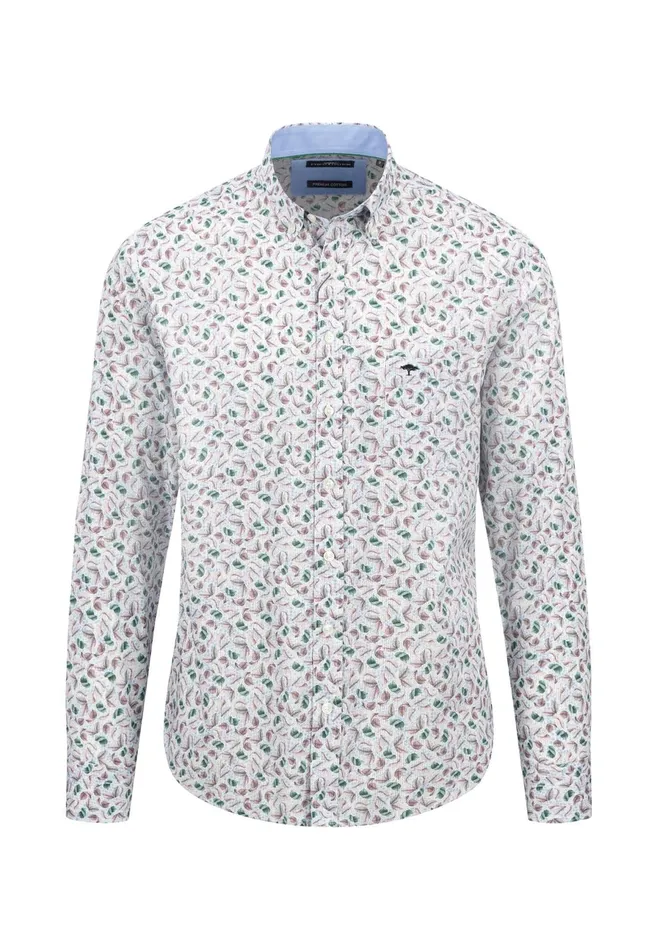 Shirts Men FYNCHHATTON Cotton Shirt With Flower Print Light Khakicloud Bluepale Blush