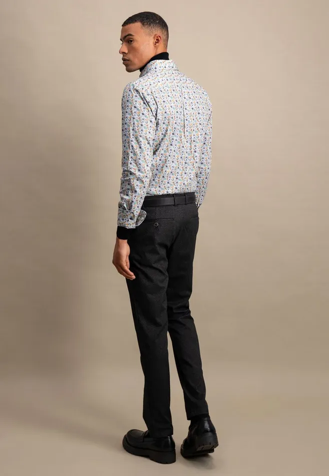 Shirts Men FYNCHHATTON Cotton Shirt With Flower Print Light Khakicloud Bluepale Blush