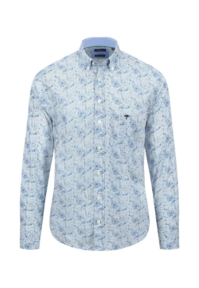 Shirts Men FYNCHHATTON Cotton Shirt With Flower Print Light Khakicloud Bluepale Blush