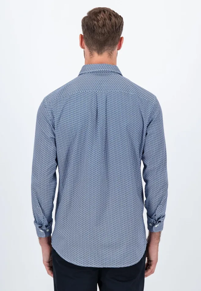 Shirts Men FYNCHHATTON Cotton Shirt With Minimal Print Midnightdark Navynavy