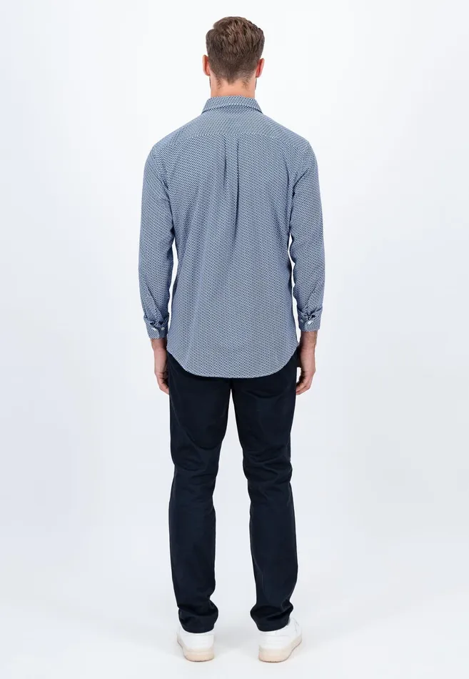 Shirts Men FYNCHHATTON Cotton Shirt With Minimal Print Midnightdark Navynavy