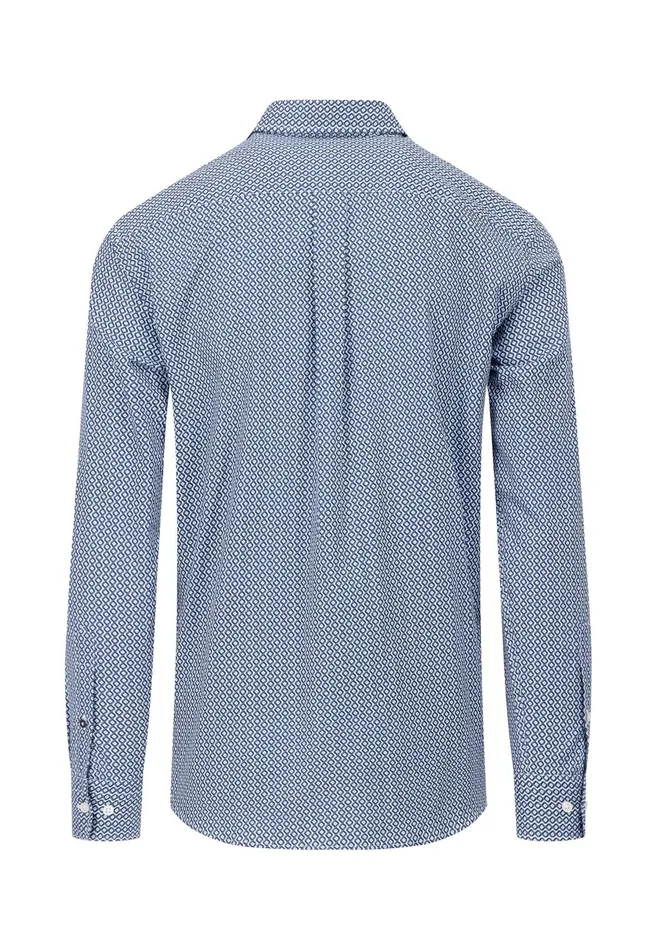 Shirts Men FYNCHHATTON Cotton Shirt With Minimal Print Midnightdark Navynavy