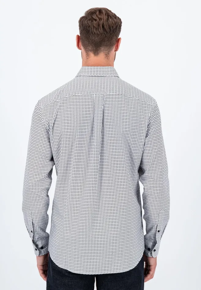 Shirts Men FYNCHHATTON Cotton Shirt With Minimal Print Midnightdark Navynavy