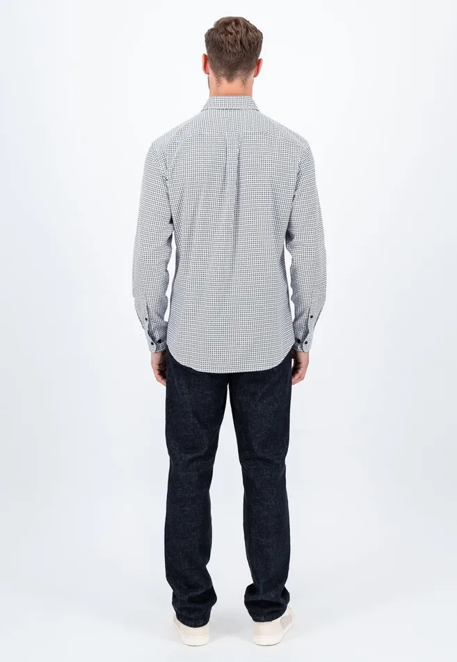 Shirts Men FYNCHHATTON Cotton Shirt With Minimal Print Midnightdark Navynavy