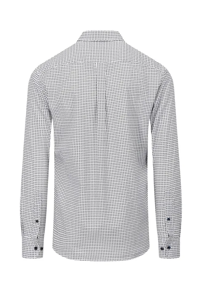 Shirts Men FYNCHHATTON Cotton Shirt With Minimal Print Midnightdark Navynavy