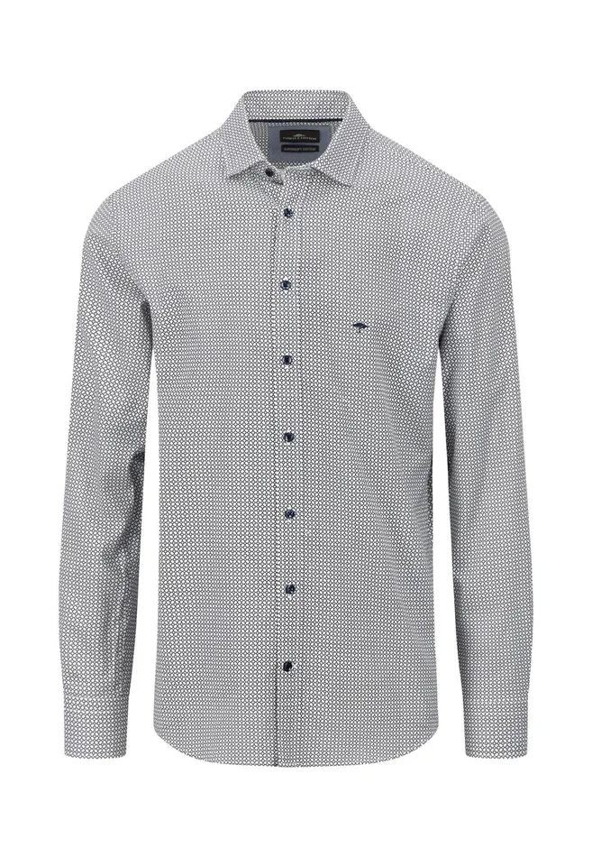 Shirts Men FYNCHHATTON Cotton Shirt With Minimal Print Midnightdark Navynavy