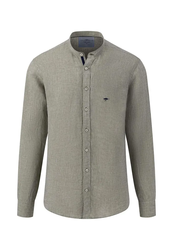 Shirts Men FYNCHHATTON Light Premium Linen Shirt With A Stand up Collar Whitestonenavydusty Olivesummer Breezeblack