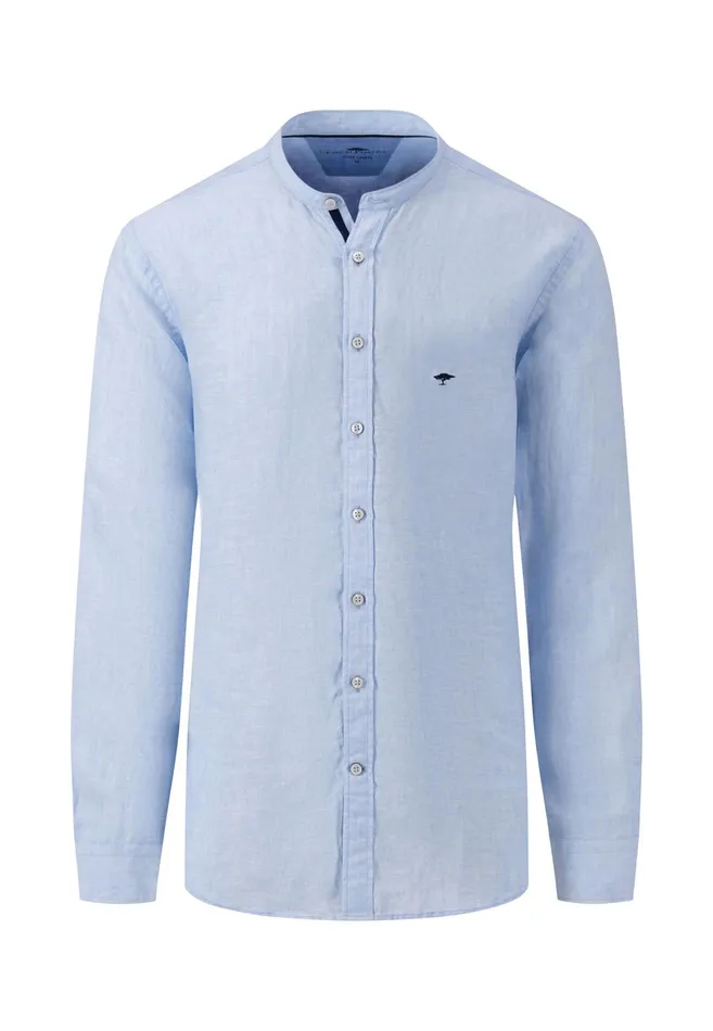 Shirts Men FYNCHHATTON Light Premium Linen Shirt With A Stand up Collar Whitestonenavydusty Olivesummer Breezeblack