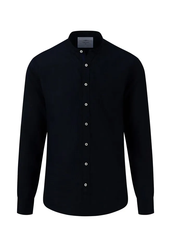 Shirts Men FYNCHHATTON Light Premium Linen Shirt With A Stand up Collar Whitestonenavydusty Olivesummer Breezeblack