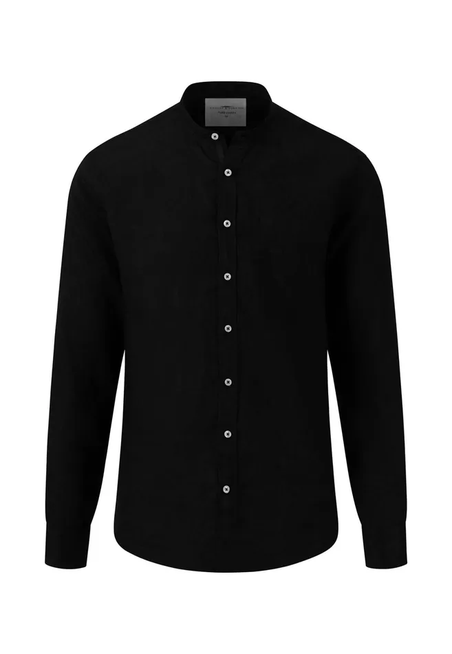 Shirts Men FYNCHHATTON Light Premium Linen Shirt With A Stand up Collar Whitestonenavydusty Olivesummer Breezeblack