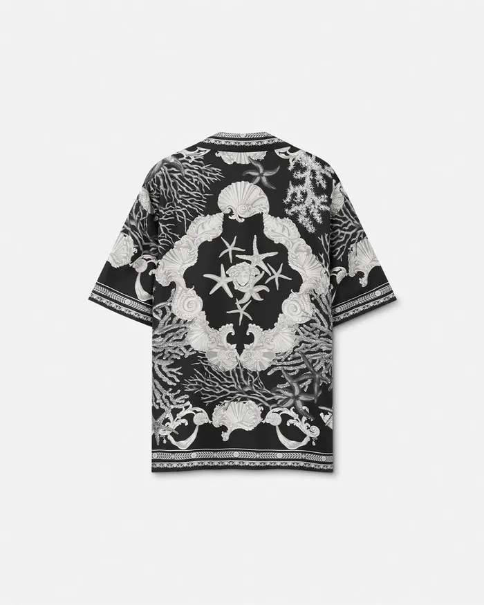 Shirts Men Versace Barocco Sea Silk Shirt Blackprint