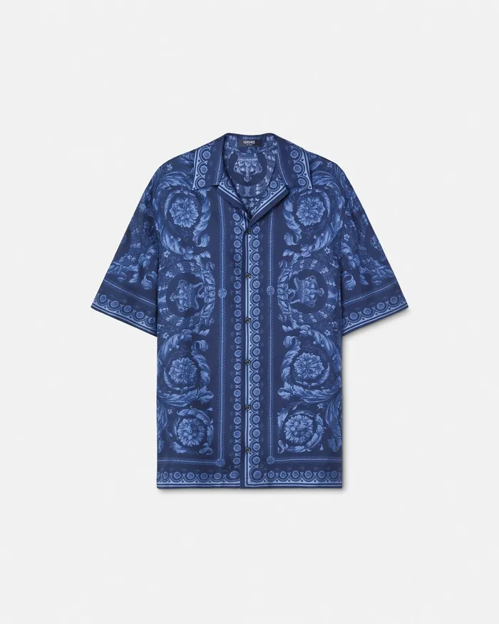 Shirts Men Versace Barocco Silk Shirt Blueprint