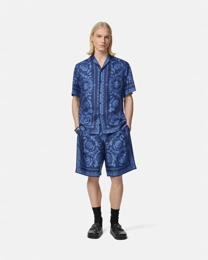 Shirts Men Versace Barocco Silk Shirt Blueprint