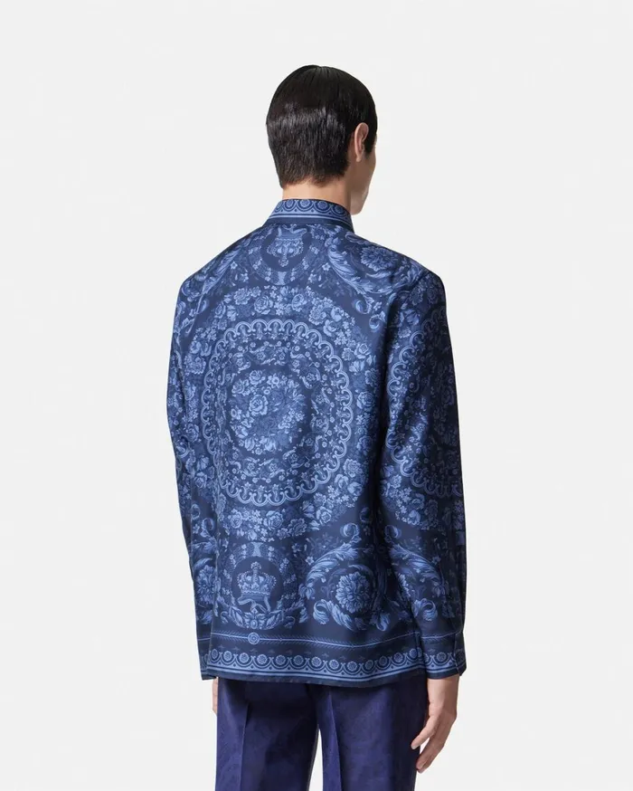 Shirts Men Versace Barocco Silk Shirt Blueprint