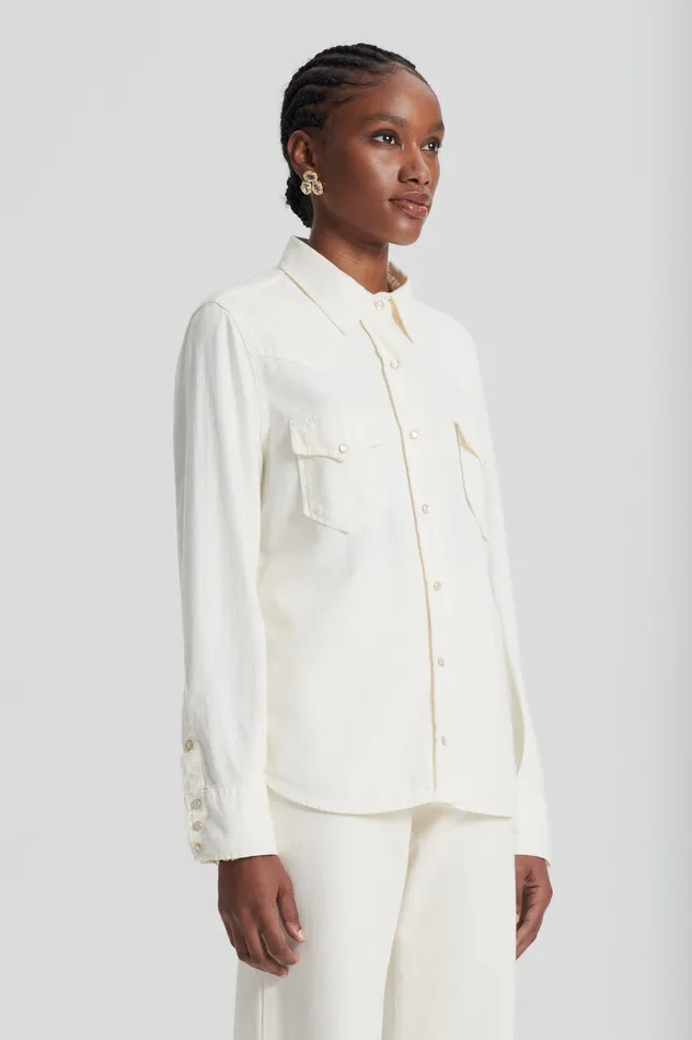 Shirts Women DENIM SHIRT NATURAL Scanlan Theodore Shirts Women DENIM SHIRT NATURAL Scanlan Theodore