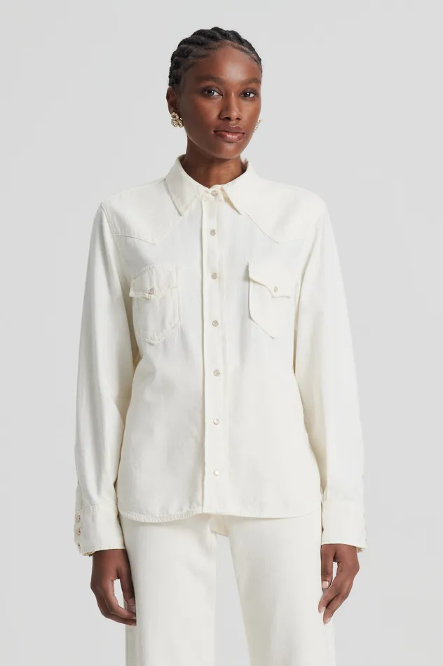 Shirts Women DENIM SHIRT NATURAL Scanlan Theodore Shirts Women DENIM SHIRT NATURAL Scanlan Theodore