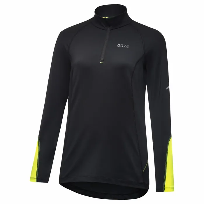 Shirts Women GOREWEAR M Women Mid Long Sleeve Zip Shirt Neon Yellow