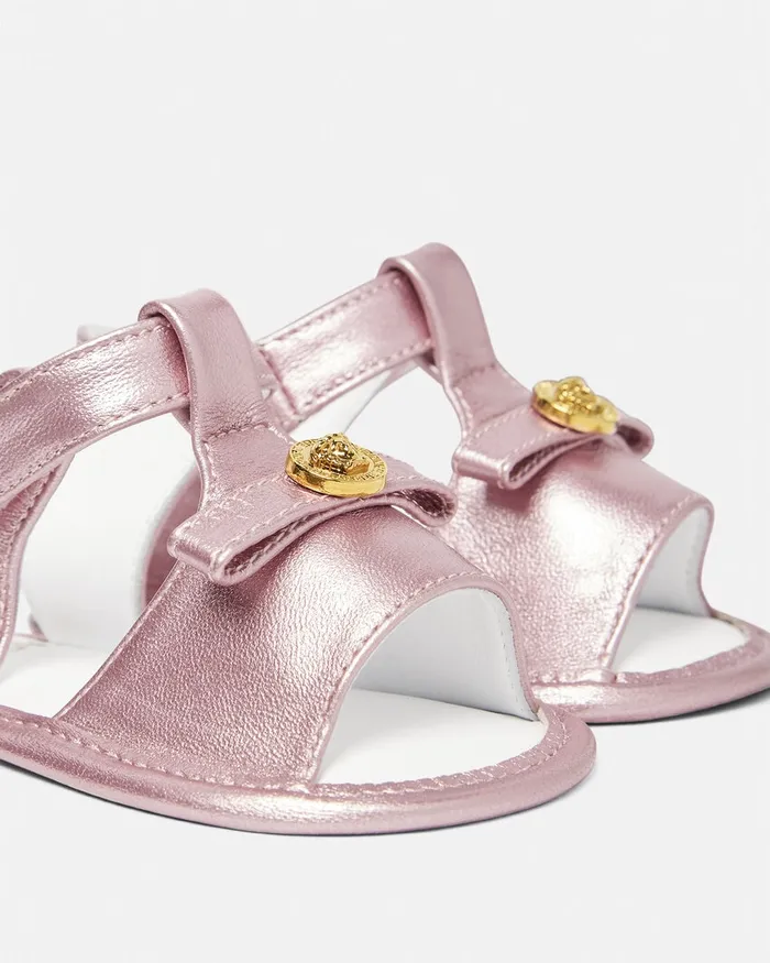 Shoes and First Steps Kids Versace Medusa Baby Metallic Sandals Light Pink
