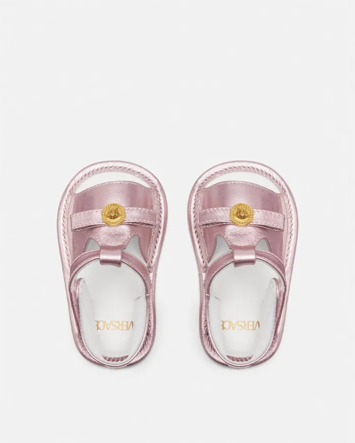 Shoes and First Steps Kids Versace Medusa Baby Metallic Sandals Light Pink