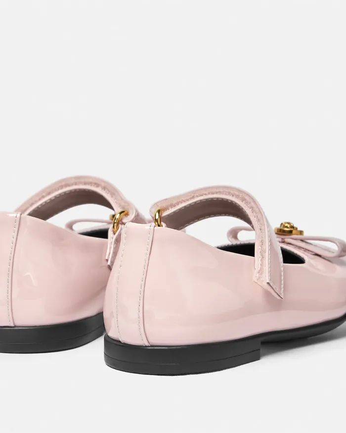 Shoes Kids Versace Gianni Ribbon Patent Baby Ballerinas Light Pink