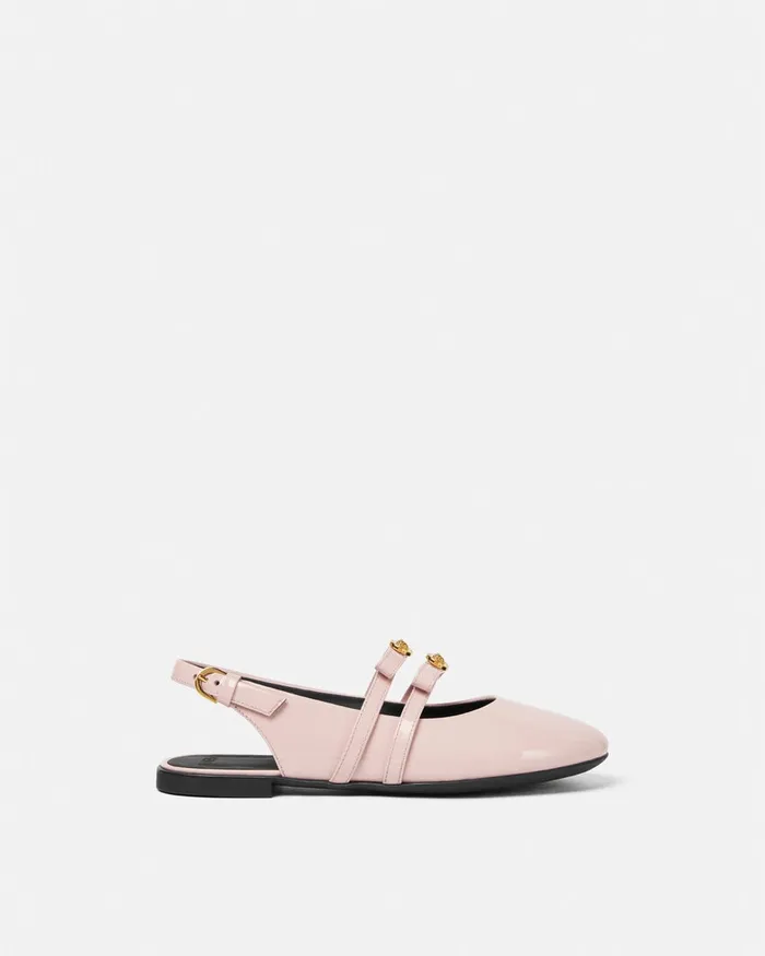 Shoes Kids Versace Gianni Ribbon Slingback Ballerinas Light Pink