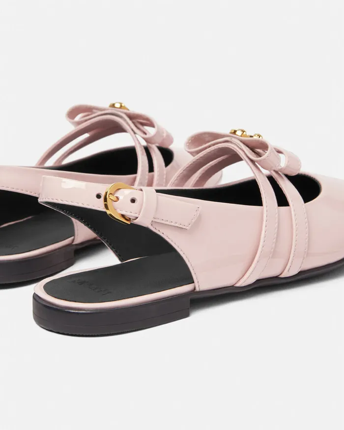 Shoes Kids Versace Gianni Ribbon Slingback Ballerinas Light Pink