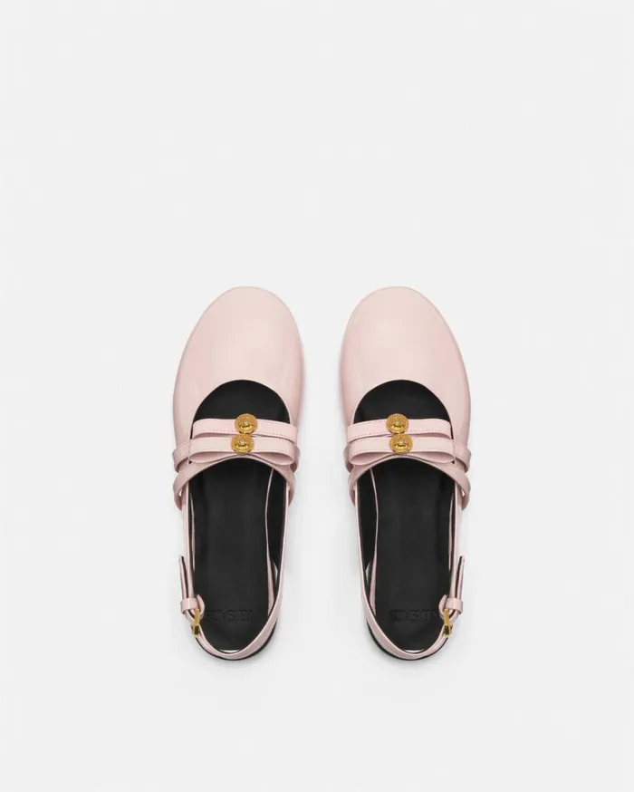 Shoes Kids Versace Gianni Ribbon Slingback Ballerinas Light Pink
