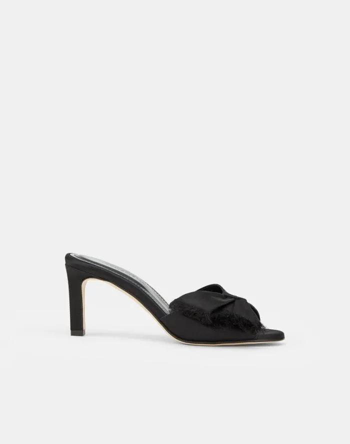 Shoes Satin Heeled Mule Black Lafayette 148 New York Sandals