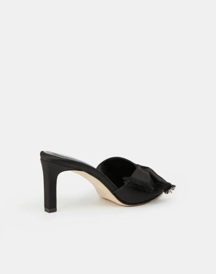 Shoes Satin Heeled Mule Black Lafayette 148 New York Sandals
