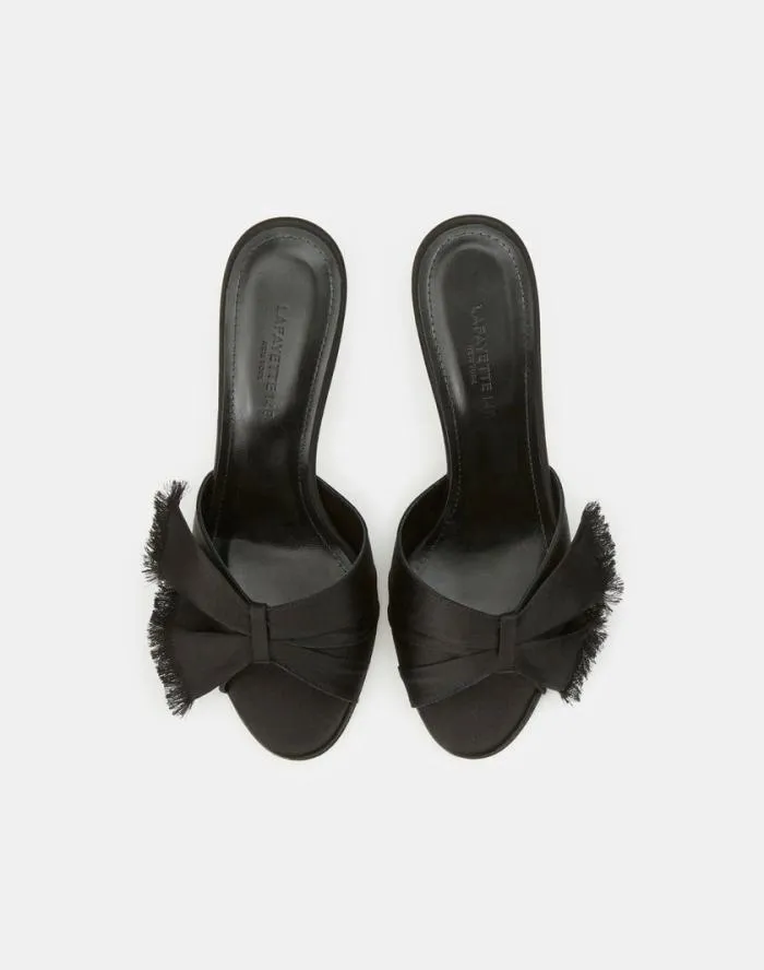 Shoes Satin Heeled Mule Black Lafayette 148 New York Sandals