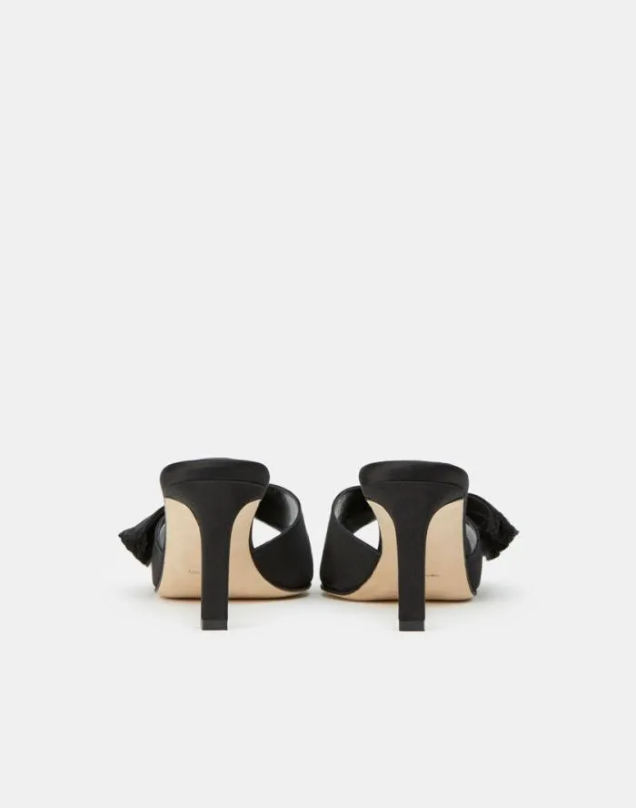Shoes Satin Heeled Mule Black Lafayette 148 New York Sandals