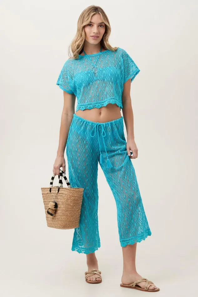 SHOP Trina Turk MATCHING SWIM SETS WOMEN039S WHIM SHEER CROCHET SWIM COVERUP CROPPED PANT