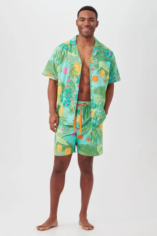 SHOP Trina Turk MEN039S SLEEPWEAR GOING BANANAS MEN039S SHORT SLEEVE BOXER SHORT POPLIN PJ SET