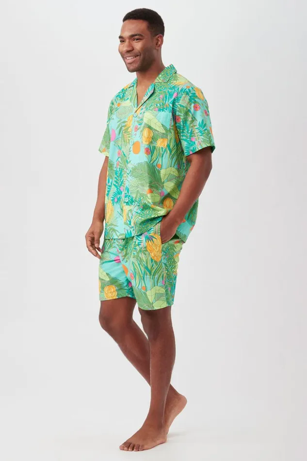 SHOP Trina Turk MEN039S SLEEPWEAR GOING BANANAS MEN039S SHORT SLEEVE BOXER SHORT POPLIN PJ SET