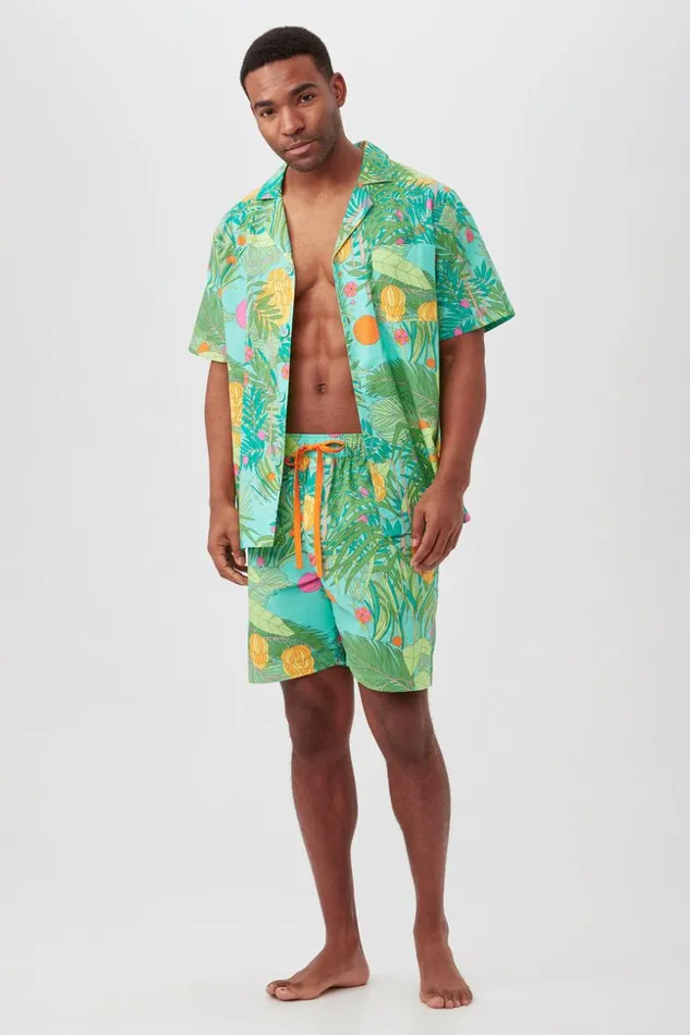 SHOP Trina Turk MEN039S SLEEPWEAR GOING BANANAS MEN039S SHORT SLEEVE BOXER SHORT POPLIN PJ SET