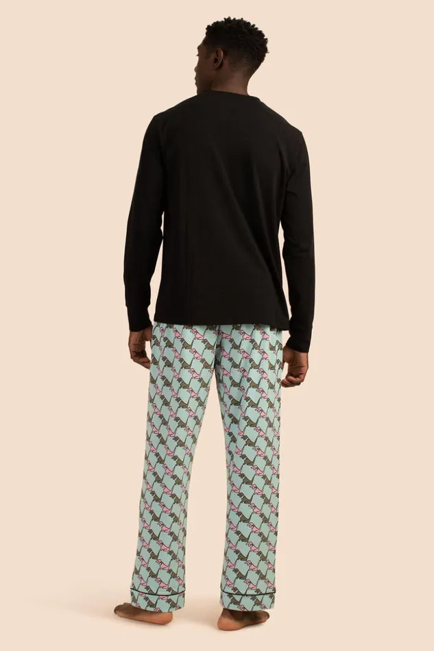 SHOP Trina Turk MEN039S SLEEPWEAR HOUNDS MEN039S LONG SLEEVE HENLEY LONG PANT PJ SET