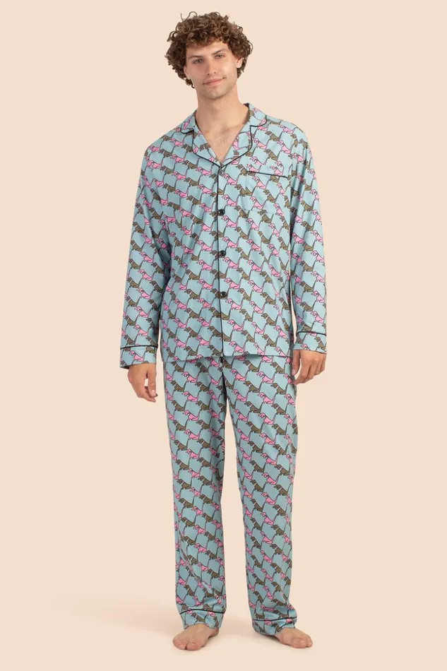 SHOP Trina Turk MEN039S SLEEPWEAR HOUNDS MEN039S LONGSLEEVE LONG PANT JERSEY PJ SET