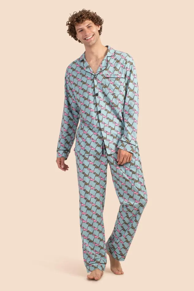 SHOP Trina Turk MEN039S SLEEPWEAR HOUNDS MEN039S LONGSLEEVE LONG PANT JERSEY PJ SET