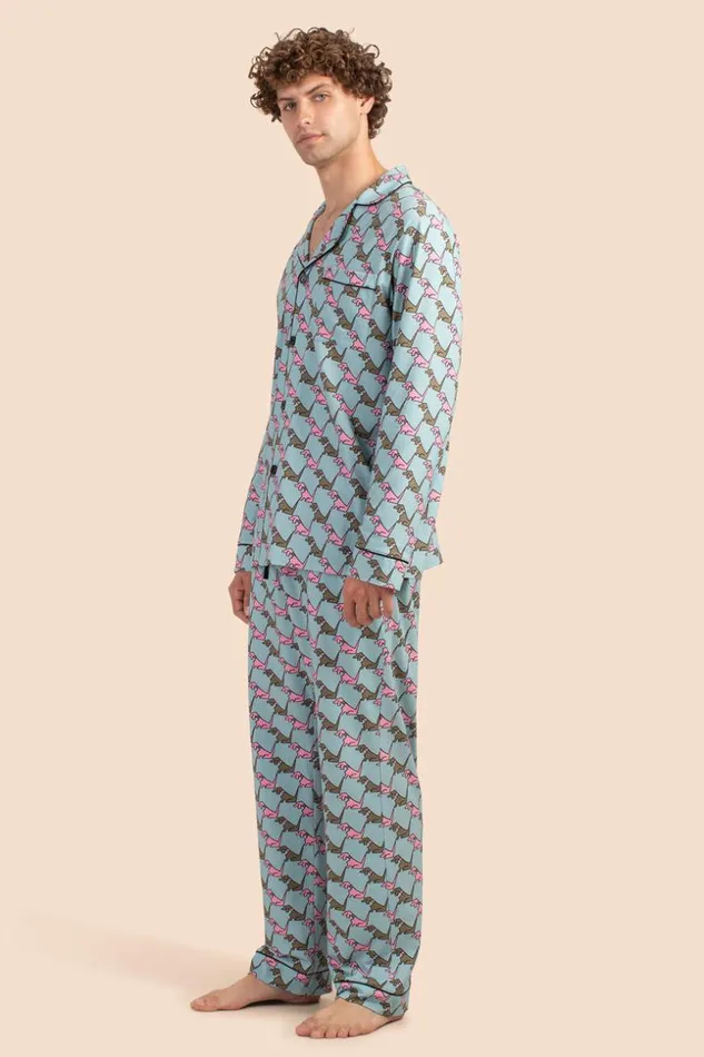 SHOP Trina Turk MEN039S SLEEPWEAR HOUNDS MEN039S LONGSLEEVE LONG PANT JERSEY PJ SET