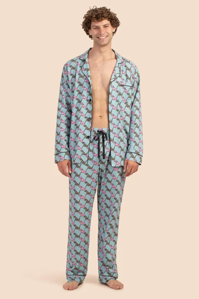 SHOP Trina Turk MEN039S SLEEPWEAR HOUNDS MEN039S LONGSLEEVE LONG PANT JERSEY PJ SET