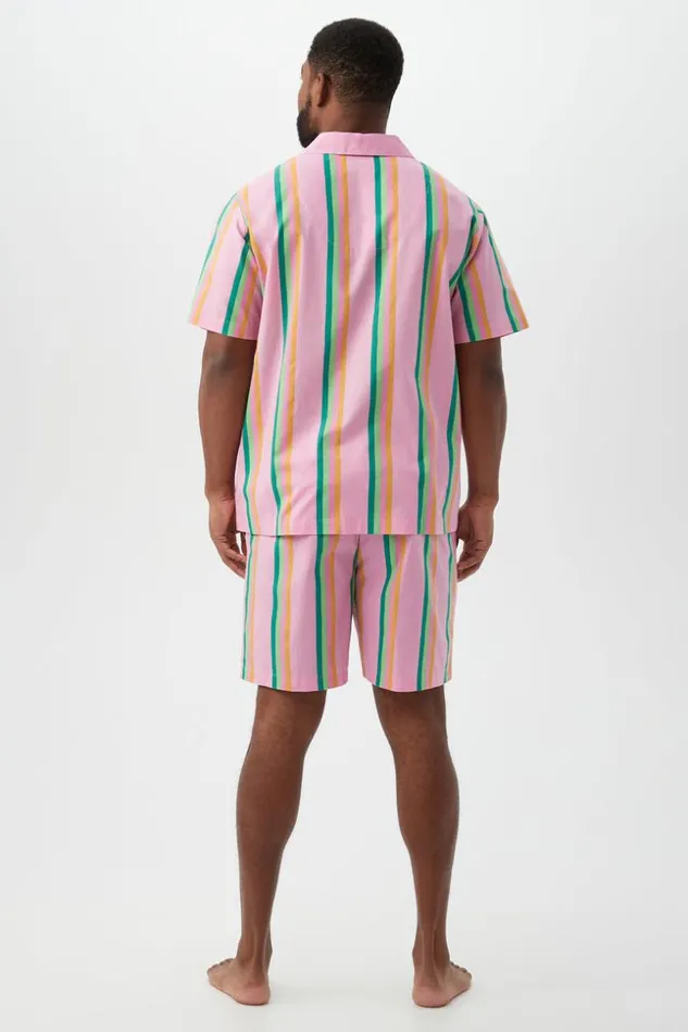 SHOP Trina Turk MEN039S SLEEPWEAR PINEAPPLE STRIPE MEN039S SHORT SLEEVE SHORT COTTON PJ SET