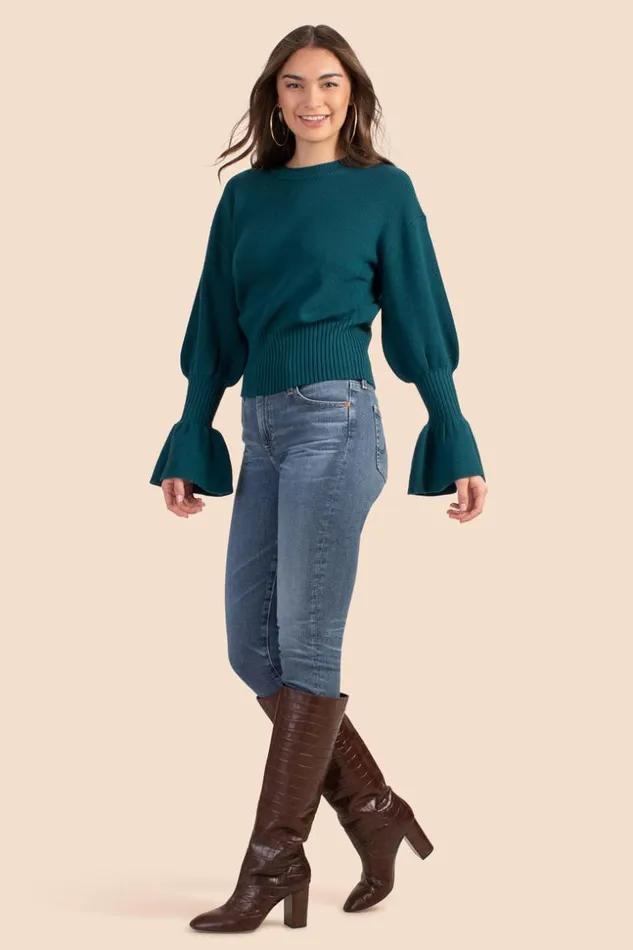 SHOP Trina Turk SWEATERS and KNITS CHLOE RUFFLE PULLOVER