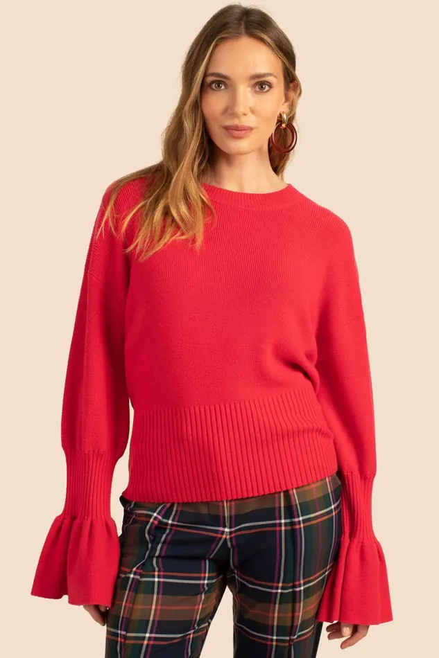 SHOP Trina Turk SWEATERS and KNITS CHLOE RUFFLE PULLOVER