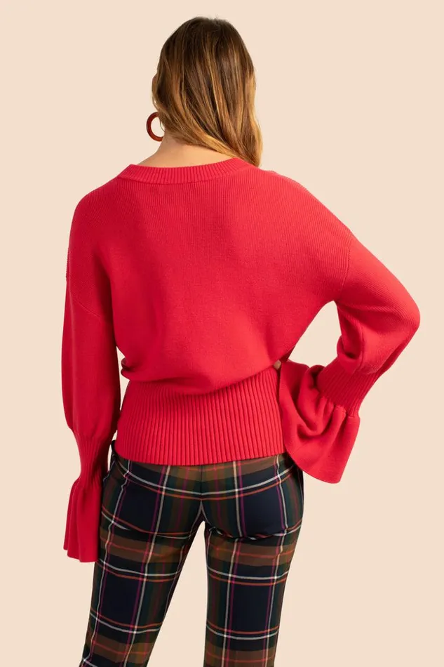 SHOP Trina Turk SWEATERS and KNITS CHLOE RUFFLE PULLOVER