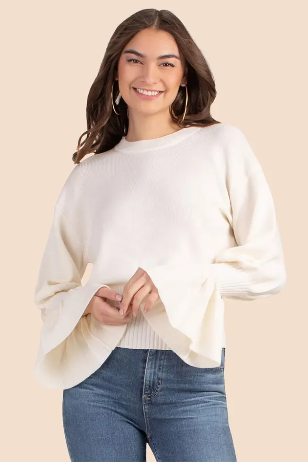 SHOP Trina Turk SWEATERS and KNITS CHLOE RUFFLE PULLOVER